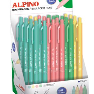 EXPOSITOR 24 BOLIGRAFOS ALPINO SOFT TOUCH PASTEL SURTIDOS