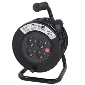 REGLETA ALARGADERA ENROLLACABLE 4 TOMAS 50M 16A 250V NEGRA