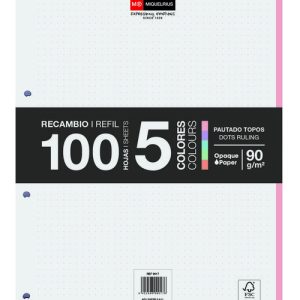 BLOC RECAMBIO A4 PUNTOS 100H 5 COLORES MR SURTIDO PASTEL