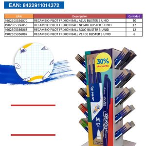 EXPOSITOR 60 RECAMBIO FRIXION BLISTER 3 UDS COLORES SURTIDO
