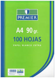 RECAMBIO LISO PREMIER A4 100 HOJAS PAPEL 90GR 4 TALADROS