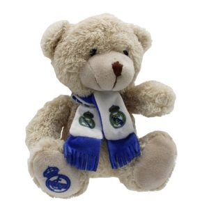 PELUCHE OSITO CON BUFANDA 20 CM REAL MADRID