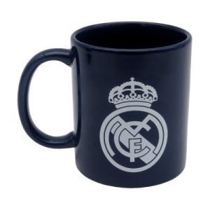 TAZA CERAMICA AZUL CON ESCUDO BLANCO EN CAJA REAL MADRID