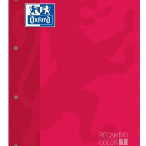 RECAMBIO A4 4 TALADROS 80H CUADRO 5MM OXFORD ROJO