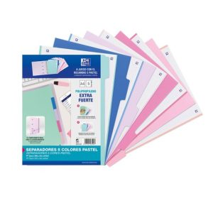 SEPARADORES OXFORD PP 500 MICRAS A4 5 POSICIONES PASTEL
