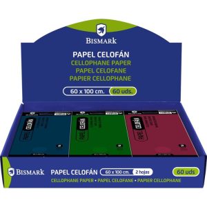 EXPOSITOR 30 UNIDADES PAPEL CELOFAN 2 HOJAS COLORES