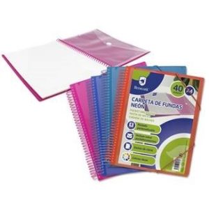 CARPETA ESPIRAL A4 40 FUNDAS NEON PP SURTIDAS BISMARK