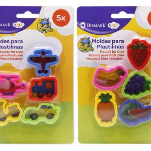 MOLDES PLASTILINA FRUTAS Y TRANSPORTE 5U