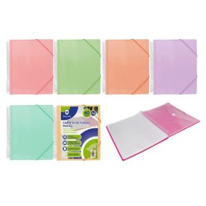 CARPETA ESPIRAL 40 FUNDAS PP PASTEL SURTIDAS