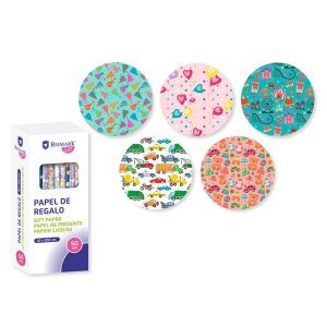 EXPOSITOR 50 ROLLOS PAPEL REGALO INFANTIL KIDS 70X200