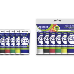 SET 6U PINTURA ACRILICA 75ML COLORES BASICOS