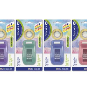 PORTARROLLOS + CINTA 18MX12MM COLORES PASTEL BISMARK