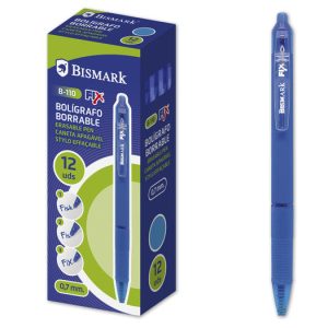 BOLIGRAFO BORRABLE BISMARK CON CLIP AZUL 12U