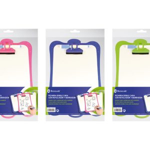 PIZARRA DOBLE CARA LISA CON ROTULADOR Y BORRADOR SURTIDAS