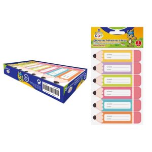 EXPOSITOR 24 PACK ETIQUETAS ADHESIVAS LIBROS LAPICERO 18U