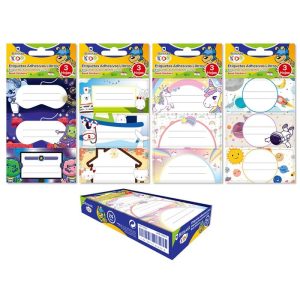 EXPOSITOR 24 PACK ETIQUETAS ADHESIVAS LIBROS KIDS 9U