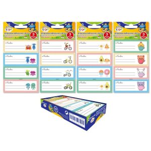 EXPOSITOR 24 PACK ETIQUETAS ADHESIVAS LIBROS MARCO 12U