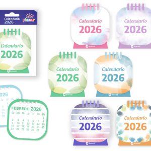 MINI CALENDARIO 2026 PASTEL CON ESPIRAL