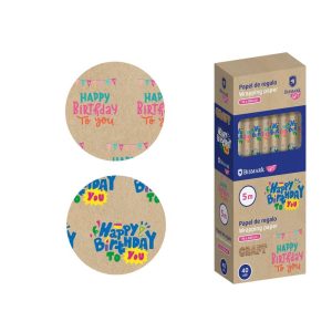 PAPEL DE REGALO KRAFT HAPPY BIRTHDAY 70X500 CM