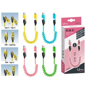 CABLE CARGADOR ELASTICO 4 EN 1