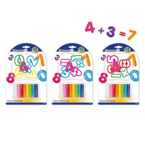 EXPOSITOR 12 PACK PLASTILINA 8 COLORES CON 5 MOLDES NUMEROS