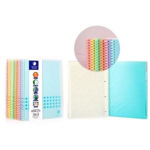 CUADERNO PP A4 DOTS PASTEL SOFT RING 80H COLORES SURTIDOS