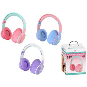 AURICULARES PASTEL BLUETOOTH MICROFONO CON LUZ