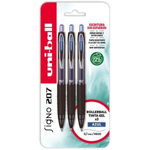 BLISTER 3 BOLIGRAFO UNIBALL SIGNO 207 AZUL