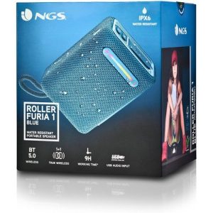 ALTAVOZ PORTATIL BLUETOOTH LUCES RGB E IMPERMEABILIDAD AZUL