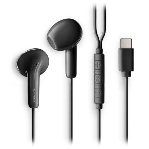 AURICULARES INTRAURALES CABLE MICROFONO TIPO USB-C NEGROS