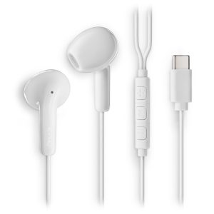 AURICULARES INTRAURALES CABLE MICROFONO TIPO USB-C BLANCOS