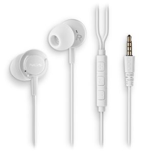 AURICULARES BOTON CABLE MICROFONO CONTROL DE VOLUMEN BLANCO