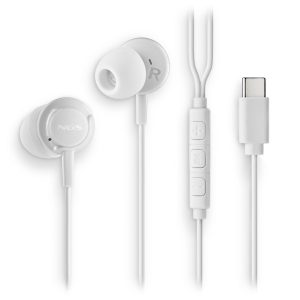 AURICULARES INTRAURALES CABLE MICROFONO TIPO USB-C BLANCOS