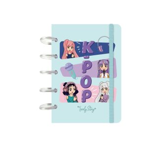 LIBRETA ANILLAS A6 100 HOJAS CUADRICULA MINT K-POP