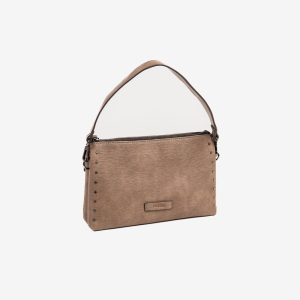 BOLSO SHOPPER CON CREMALLERA TAUPE SERIE NOGAL