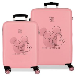 JUEGO MALETAS MICKEY OUTLINE RIGIDAS 55-68CM NUDE