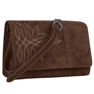 BOLSO BANDOLERA DEERFIELD CON SOLAPA MARRON OSCURO