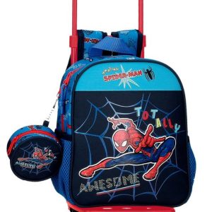 MOCHILA PREESCOLAR SPIDERMAN TOTALLY AWESOME + CARRO