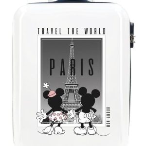MALETA DE CABINA RIGIDA MINNIE Y MICKEY PARIS 55 CM BLANCO
