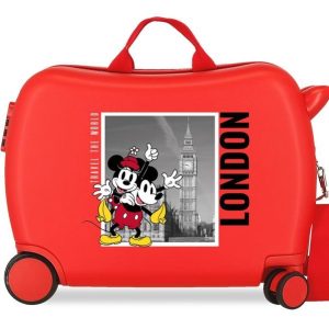MALETA INFANTIL MICKEY Y MINNIE LONDRES 2 R MULTIDIR, ROJO
