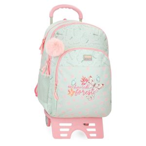 MOCHILA ESCOLAR DOBLE MOVOM ENCHANTED FOREST CON CARRO 46CM