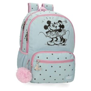 MOCHILA ESCOLAR DOBLE 44CM MICKEY Y MINNIE KISSES ADAPT A C