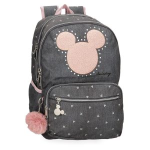MOCHILA ESCOLAR DOBLE 44CM MICKEY STUDS