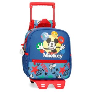 MOCHILA GUARDERIA 25CM MICKEY PEEK A BOO CON CARRO