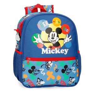 MOCHILA INFANTIL MICKEY PEEK A BOO 33CM ADAPT A CARRO