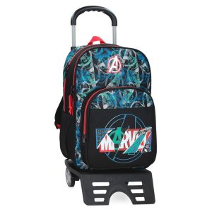 MOCHILA ESCOLAR 40CM DOBLE MARVEL SHIELD CON CARRO