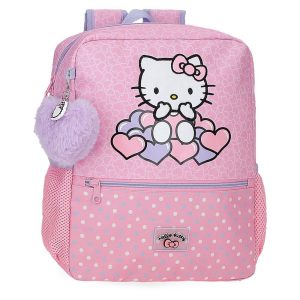 MOCHILA INFANTIL 33X27 HELLO KITTY HEARTS & DOTS