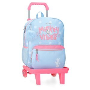MOCHILA INFANTIL MICKEY VIBES 38CM CON CARRO