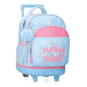 MOCHILA ESCOLAR 45CM CON CARRO MICKEY VIBES
