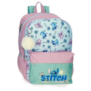 MOCHILA ESCOLAR DOBLE 44CM STITCH JUST CHILL